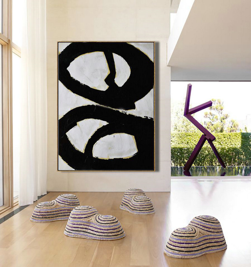 Minimalist Painting On Canvas, Palette Knife Vertical Minimal Art,Large Paintings For Living Room #B0S2